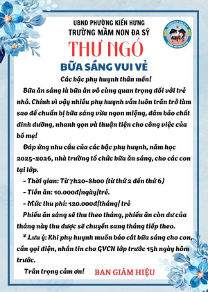 BỮA SÁNG NGON – KHỞI ĐẦU NGÀY MỚI TRÀN ĐẦY NĂNG LƯỢNG TẠI MẦM NON ĐA SỸ