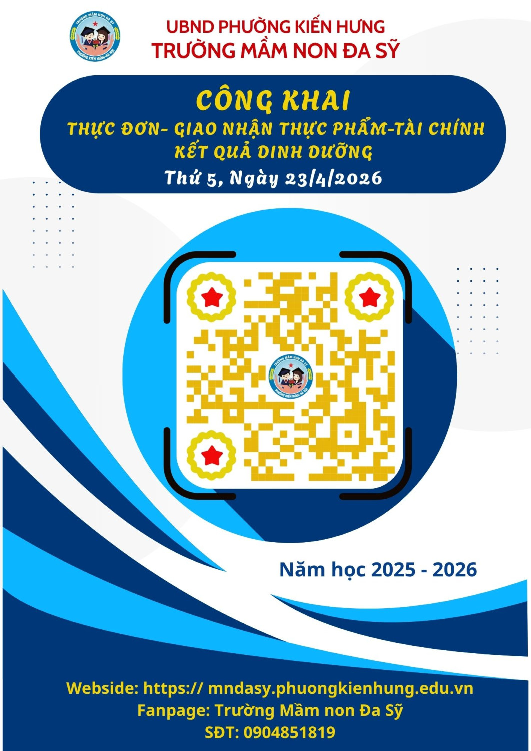 CÔNG KHAI THỰC ĐƠN GIAO NHẬN THỰC PHẨM TÀI CHÍNH KẾT QUẢ DINH DƯỠNG Ngày 2042026 (2)